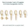 imagePAVOI 18K Gold Plated Huggie Earrings and Charm Set for Women  Mix and Match Earring Pack with Cubic Zirconia Pearl Opal Star Heart Evil Eye Snake Boho CharmsNorth Star