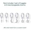 imagePAVOI 18K Gold Plated Huggie Earrings and Charm Set for Women  Mix and Match Earring Pack with Cubic Zirconia Pearl Opal Star Heart Evil Eye Snake Boho CharmsMoon