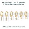 imagePAVOI 18K Gold Plated Huggie Earrings and Charm Set for Women  Mix and Match Earring Pack with Cubic Zirconia Pearl Opal Star Heart Evil Eye Snake Boho CharmsFlower