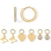 imagePAVOI 18K Gold Plated Huggie Earrings and Charm Set for Women  Mix and Match Earring Pack with Cubic Zirconia Pearl Opal Star Heart Evil Eye Snake Boho CharmsButterfly