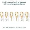 imagePAVOI 18K Gold Plated Huggie Earrings and Charm Set for Women  Mix and Match Earring Pack with Cubic Zirconia Pearl Opal Star Heart Evil Eye Snake Boho CharmsPearl