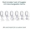 imagePAVOI 18K Gold Plated Huggie Earrings and Charm Set for Women  Mix and Match Earring Pack with Cubic Zirconia Pearl Opal Star Heart Evil Eye Snake Boho CharmsButterfly