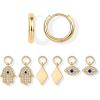 imagePAVOI 18K Gold Plated Huggie Earrings and Charm Set for Women  Mix and Match Earring Pack with Cubic Zirconia Pearl Opal Star Heart Evil Eye Snake Boho CharmsEvil Eye