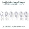 imagePAVOI 18K Gold Plated Huggie Earrings and Charm Set for Women  Mix and Match Earring Pack with Cubic Zirconia Pearl Opal Star Heart Evil Eye Snake Boho CharmsPearl