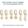 imagePAVOI 18K Gold Plated Huggie Earrings and Charm Set for Women  Mix and Match Earring Pack with Cubic Zirconia Pearl Opal Star Heart Evil Eye Snake Boho CharmsSnake