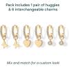 imagePAVOI 18K Gold Plated Huggie Earrings and Charm Set for Women  Mix and Match Earring Pack with Cubic Zirconia Pearl Opal Star Heart Evil Eye Snake Boho CharmsButterfly