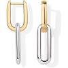 imagePAVOI 14K Gold Plated Convertible Paperclip Link Huggie Hoop Earrings for Women  Earscape Statement Jewelry  Trendy Cubic Zirconia TwoToned Rope Drop Dangle EarringsTwoToned