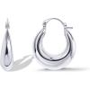 imagePAVOI 14K Gold Plated Sterling Silver Posts Oval Chunky Hoop Earrings for Women  Trendy Statement Thick Gold Hoops  Lightweight Dangle EarringsWhite Gold