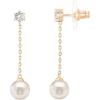 imagePAVOI 14K Gold Plated Sterling Silver Posts Shell Pearl Dangle Drop Earrings  Bridal Pearl Earrings for WomenSingle Pearl