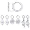 imagePAVOI 18K Gold Plated Huggie Earrings and Charm Set for Women  Mix and Match Earring Pack with Cubic Zirconia Pearl Opal Star Heart Evil Eye Snake Boho CharmsSnake