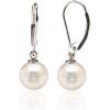 imagePAVOI Sterling Silver Simulated Shell Pearl Earrings Leverback Dangle Studs6mm