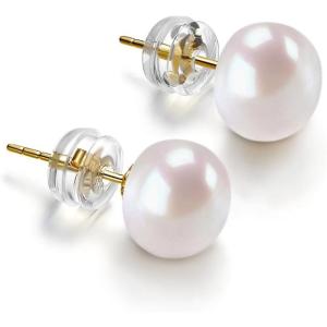 imagePAVOI 14K Gold AAA Handpicked White Freshwater Cultured Pearl Earrings Studs75mm