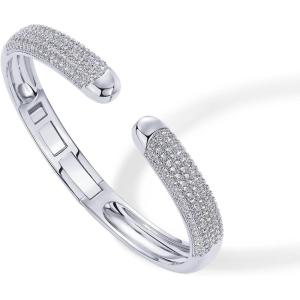 imagePAVOI 14K Gold Plated Cubic Zirconia Pave Bangle for Women  Cuff BraceletWhite Gold