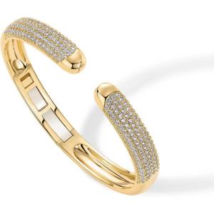 imagePAVOI 14K Gold Plated Cubic Zirconia Pave Bangle for Women  Cuff BraceletYellow Gold