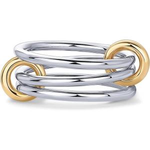 imagePAVOI 14K Gold Plated Interlocked Stackable Rings for Women  Statement Mixed Metals Multi Ring Stack  Cubic Zirconia TwoToned Connected Bands Stacking JewelryWhite Gold
