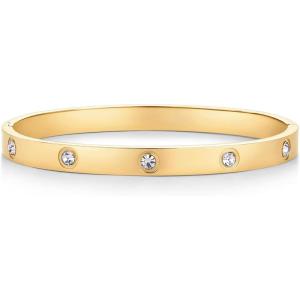 imagePAVOI 14K Gold Plated Love Bangle Bracelets for Women  Waterproof Stainless Steel Cubic Zirconia Hinged Bracelet DupeYellow Gold