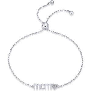imagePAVOI 14K Gold Plated Mom Bracelet for Women  Dainty Bracelet Gift for Moms with Cubic Zirconia AccentWhite Gold