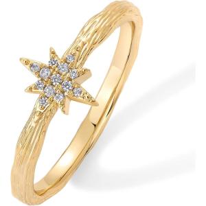 imagePAVOI 14K Gold Plated Pearl Hammered Ring for Women  Dainty Elegant Stackable Cubic Zirconia Thin Band for WomenYellow Gold