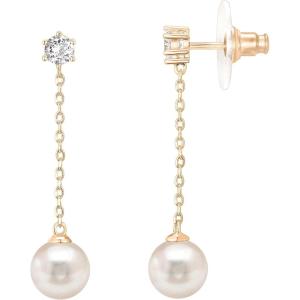 imagePAVOI 14K Gold Plated Sterling Silver Posts Shell Pearl Dangle Drop Earrings  Bridal Pearl Earrings for WomenSingle Pearl