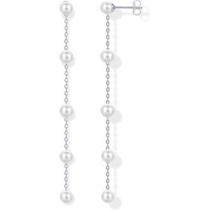 imagePAVOI 14K Gold Plated Sterling Silver Posts Shell Pearl Dangle Drop Earrings  Bridal Pearl Earrings for WomenStation Pearls