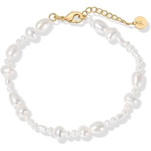 imagePAVOI 18K Gold Plated Beaded Freshwater Cultured Pearl Bracelet for Women  Dainty Bracelet with Pearl BeadsPearls