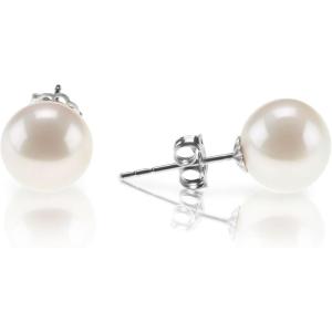 imagePAVOI 18K Gold Plated Sterling Silver Round Stud White Simulated Shell Pearl EarringsWhite Gold