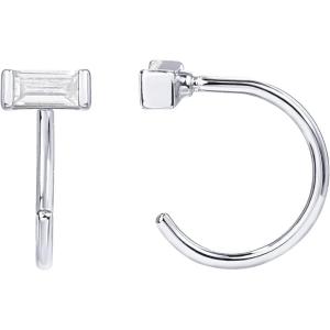 imagePAVOI 925 Sterling Silver Huggie Half Hoop Earrings  Hypoallergenic Minimalist Tiny Cartilage EarringWhite Gold