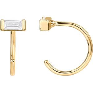 imagePAVOI 925 Sterling Silver Huggie Half Hoop Earrings  Hypoallergenic Minimalist Tiny Cartilage EarringYellow Gold