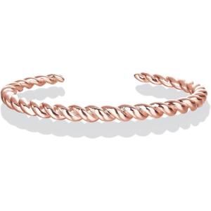 imagePAVOI Gold Plated Twisted Chunky Bangle Bracelet  14K Gold Plated  Lightweight Everyday JewelryRose Gold