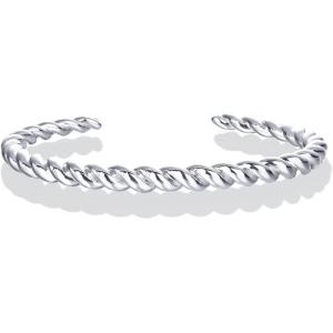 imagePAVOI Gold Plated Twisted Chunky Bangle Bracelet  14K Gold Plated  Lightweight Everyday JewelryWhite Gold