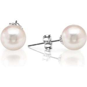 imagePAVOI Handpicked AAA 14K Gold Round White Freshwater Cultured Pearl Earrings  Pearl Earrings for WomenWhite Gold