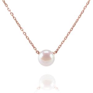 imagePAVOI Handpicked AAA Freshwater Cultured Single Pearl Necklace Pendant  Gold Necklaces for WomenRose Gold