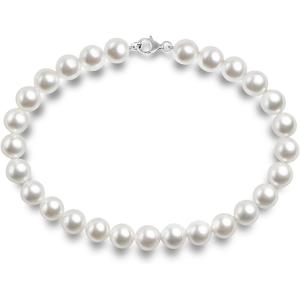 imagePAVOI Sterling Silver Round White Simulated Shell Pearl Necklace Strand  Pearl Choker Necklace  Jewelry for Women10mm