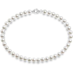 imagePAVOI Sterling Silver Round White Simulated Shell Pearl Necklace Strand  Pearl Choker Necklace  Jewelry for Women6mm