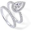 imagePAVOI 14K Gold Plated 17CT Pear Cubic Zirconia Eternity Engagement Ring Promise Ring Set for Women  Hidden HaloWhite Gold