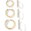 imagePAVOI 18K Gold Plated 925 Sterling Silver Posts 3 Pairs Hoop Earrings Set for Women  Huggie Earring PackCubic Zirconia