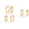 imagePAVOI 18K Gold Plated 925 Sterling Silver Posts 3 Pairs Hoop Earrings Set for Women  Huggie Earring PackPlain