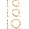 imagePAVOI 18K Gold Plated 925 Sterling Silver Posts 3 Pairs Hoop Earrings Set for Women  Huggie Earring PackPlain