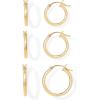 imagePAVOI 18K Gold Plated Sterling Silver Posts Small Hoop Earrings for Women  Trendy Geometric Plain Chunky Huggie Earscape Piercing Pack  Everyday Gold Hoop Earrings SetThin Hoops