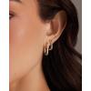 imagePAVOI 18K Gold Plated Sterling Silver Posts Small Hoop Earrings for Women  Trendy Geometric Plain Chunky Huggie Earscape Piercing Pack  Everyday Gold Hoop Earrings SetRectangle