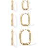 imagePAVOI 18K Gold Plated Sterling Silver Posts Small Hoop Earrings for Women  Trendy Geometric Plain Chunky Huggie Earscape Piercing Pack  Everyday Gold Hoop Earrings SetRectangle