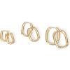 imagePAVOI 18K Gold Plated Sterling Silver Posts Small Hoop Earrings for Women  Trendy Geometric Plain Chunky Huggie Earscape Piercing Pack  Everyday Gold Hoop Earrings SetRectangle
