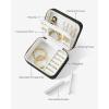 imagePAVOI Ice Blue Faux Leather Travel Jewelry Box for Women  Compact Jewelry Case with Mirror  Portable Organizer for Rings Necklaces Earrings and BraceletsBlack
