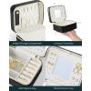 imagePAVOI Ice Blue Faux Leather Travel Jewelry Box for Women  Compact Jewelry Case with Mirror  Portable Organizer for Rings Necklaces Earrings and BraceletsBlack