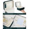 imagePAVOI Ice Blue Faux Leather Travel Jewelry Box for Women  Compact Jewelry Case with Mirror  Portable Organizer for Rings Necklaces Earrings and BraceletsEmerald