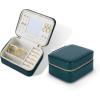 imagePAVOI Ice Blue Faux Leather Travel Jewelry Box for Women  Compact Jewelry Case with Mirror  Portable Organizer for Rings Necklaces Earrings and BraceletsEmerald