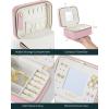 imagePAVOI Ice Blue Faux Leather Travel Jewelry Box for Women  Compact Jewelry Case with Mirror  Portable Organizer for Rings Necklaces Earrings and BraceletsBlush