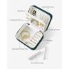 imagePAVOI Ice Blue Faux Leather Travel Jewelry Box for Women  Compact Jewelry Case with Mirror  Portable Organizer for Rings Necklaces Earrings and BraceletsEmerald