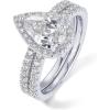imagePAVOI 14K Gold Plated 17CT Pear Cubic Zirconia Eternity Engagement Ring Promise Ring Set for Women  Hidden HaloWhite Gold