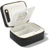 imagePAVOI Ice Blue Faux Leather Travel Jewelry Box for Women  Compact Jewelry Case with Mirror  Portable Organizer for Rings Necklaces Earrings and BraceletsBlack
